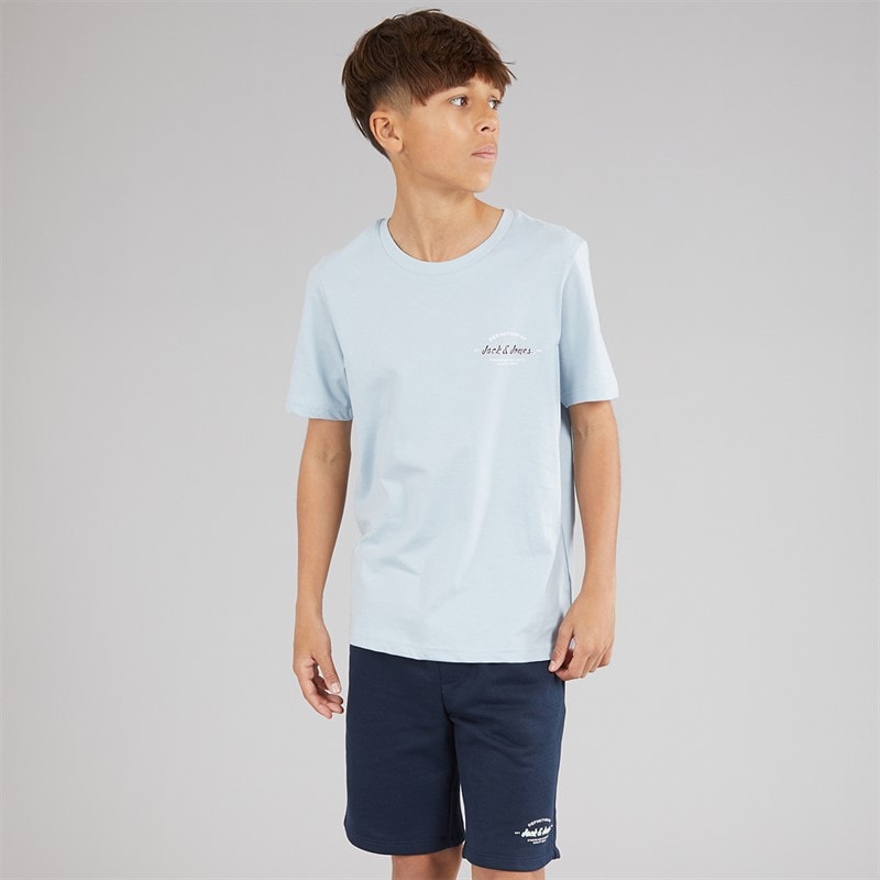 JACK & JONES Boys Brandon T-Shirt And Shorts Set Celestial Blue - Image 1
