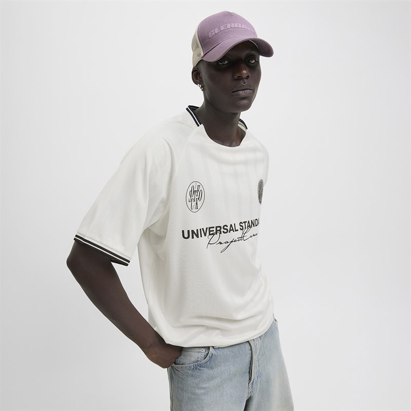 JACK & JONES Mens Cover Retro Football T-Shirt Cloud Dancer - Image 3