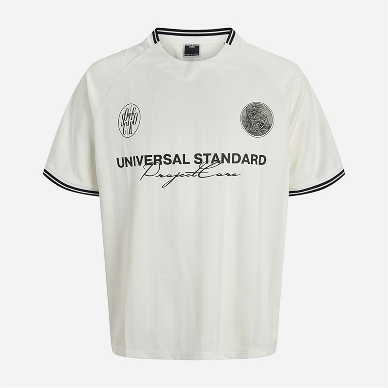 JACK & JONES Mens Cover Retro Football T-Shirt Cloud Dancer - Image 4