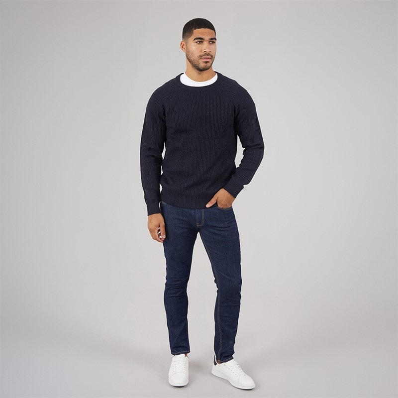 JACK & JONES Mens Panel Knitted Jumper Sky Captain - Image 3