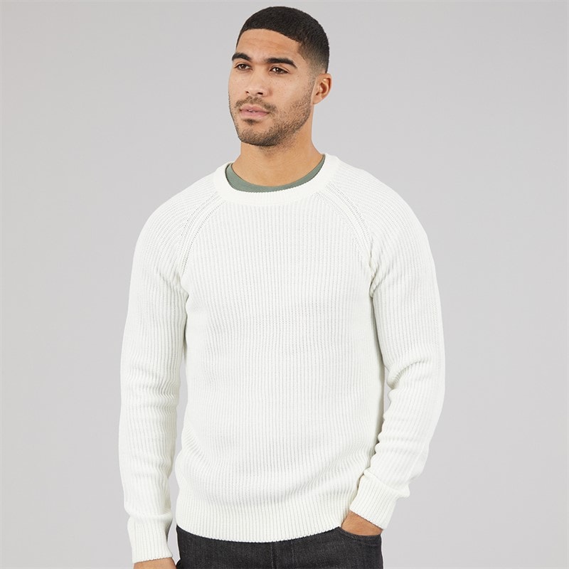 JACK & JONES Mens Panel Knitted Jumper Cloud Dancer - Image 1