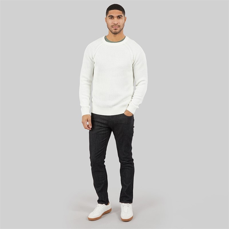 JACK & JONES Mens Panel Knitted Jumper Cloud Dancer - Image 3