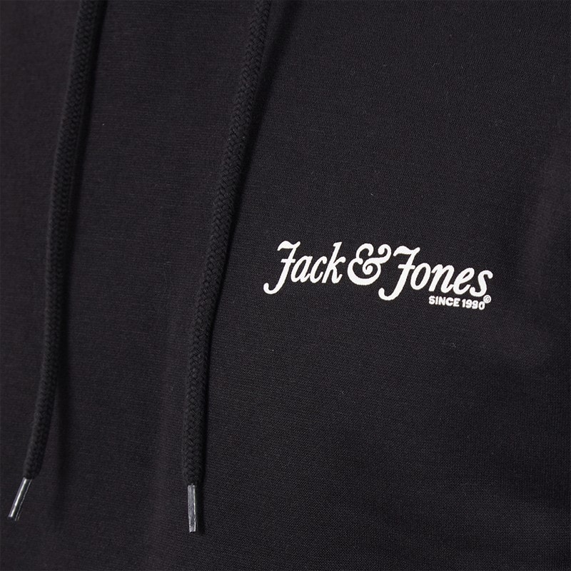JACK & JONES Mens Yuki Front Hoodie Black - Image 3