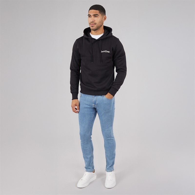 JACK & JONES Mens Yuki Front Hoodie Black - Image 4