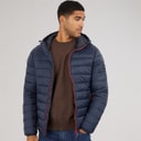 JACK & JONES Mens Bradley Hooded Puffer Coat Sky Captain