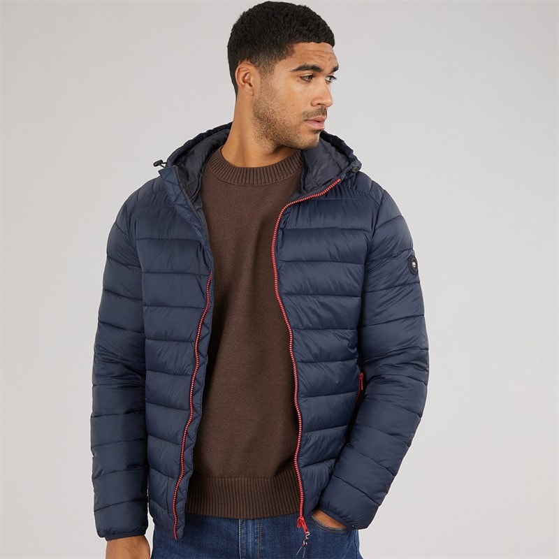 JACK & JONES Mens Bradley Hooded Puffer Coat Sky Captain