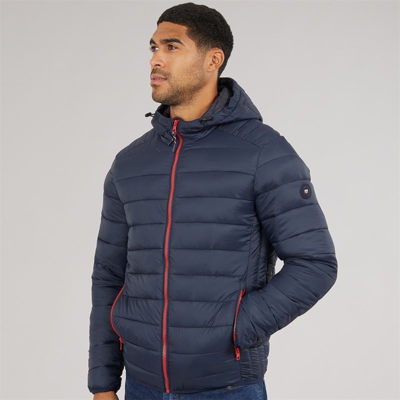 JACK & JONES Mens Bradley Hooded Puffer Coat Sky Captain - Image 3