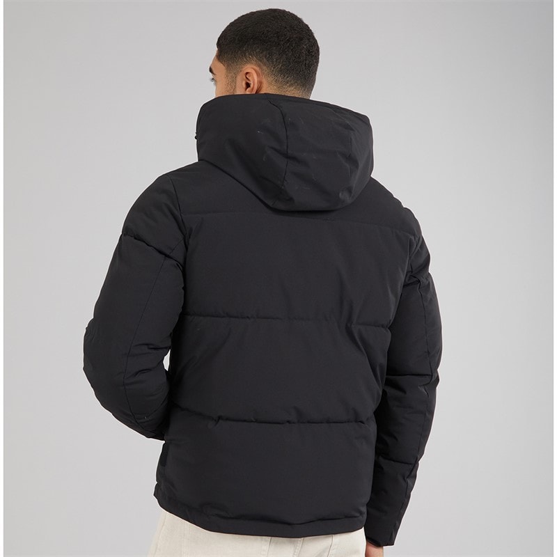 JACK & JONES Mens Surface Hooded Puffer Coat Black - Image 2