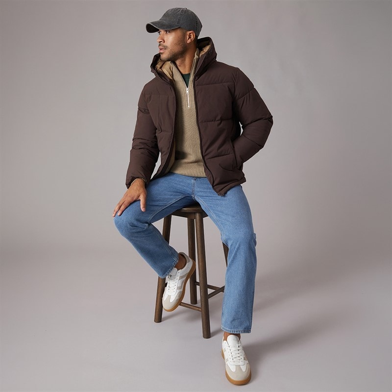 JACK & JONES Mens Surface Hooded Puffer Coat Java - Image 4
