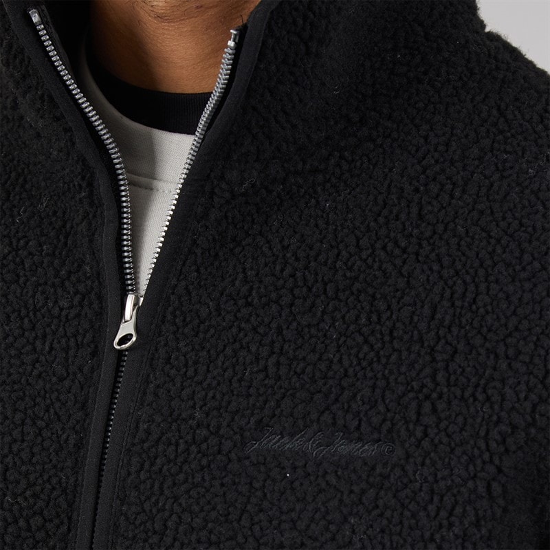JACK & JONES Mens Norrebro Teddy Jacket Black - Image 3