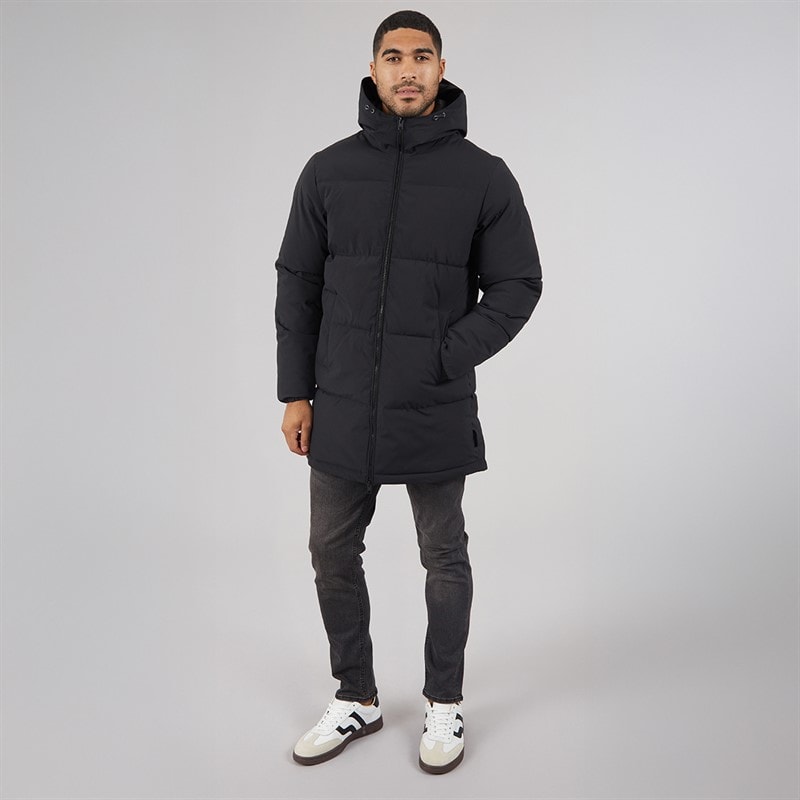 JACK & JONES Mens Surface Long Puffer Coat Black - Image 3