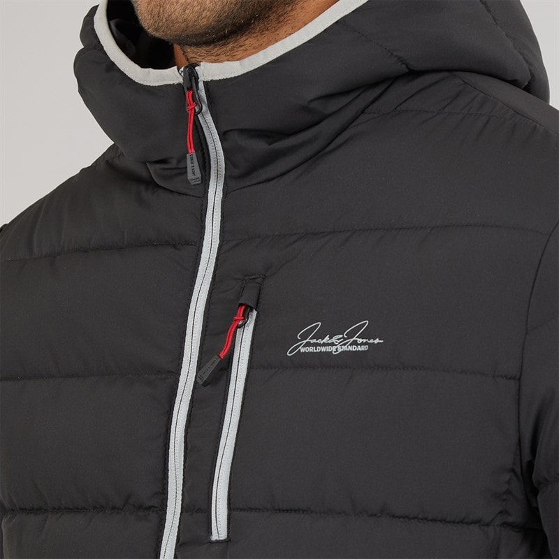 JACK & JONES Mens Jwh Alfie Hooded Puffer Coat Black - Image 5