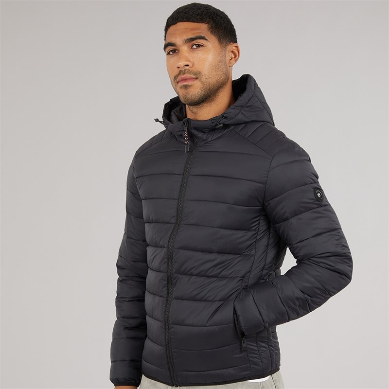 JACK & JONES Mens Bradley Hooded Puffer Coat Black - Image 3