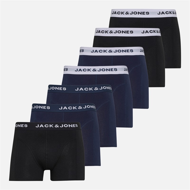 JACK & JONES Mens Jacben Solid Seven Pack Trunks Navy Blazer