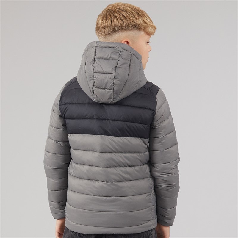 JACK & JONES Boys Bradley Light Puffer Jacket Castlerock/Black - Image 2