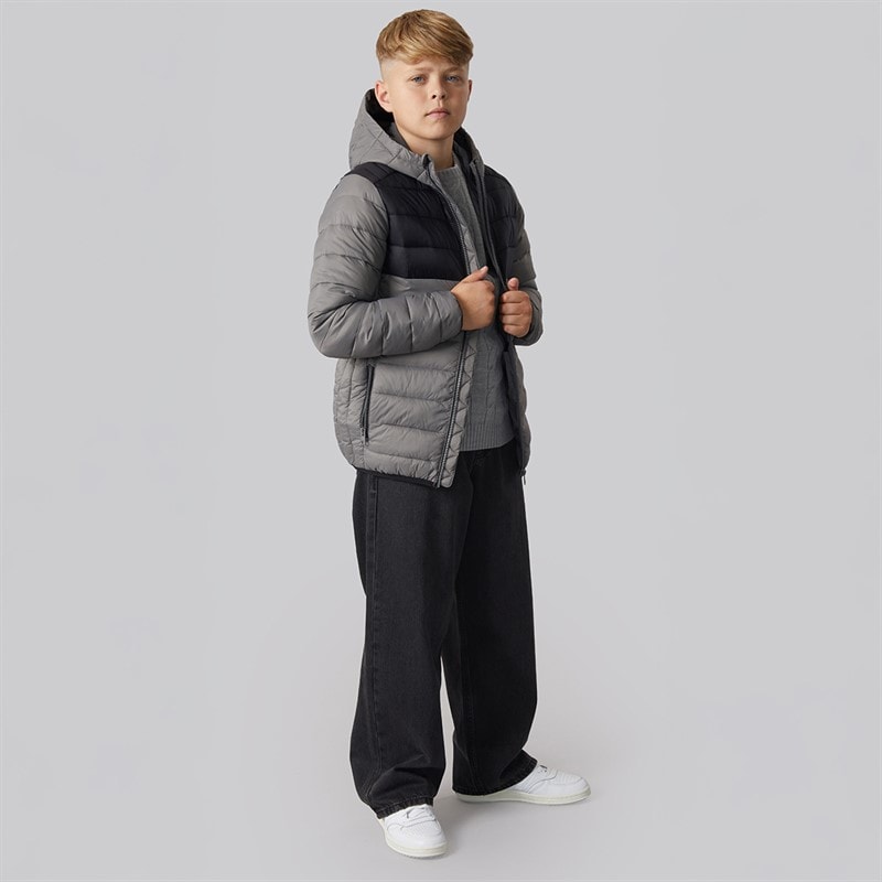 JACK & JONES Boys Bradley Light Puffer Jacket Castlerock/Black - Image 4