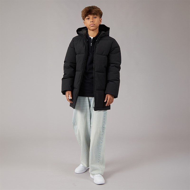 JACK & JONES Boys Surface Long Puffer Coat Black - Image 3