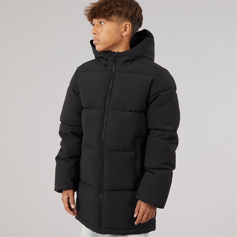 JACK & JONES Boys Surface Long Puffer Coat Black - Image 4