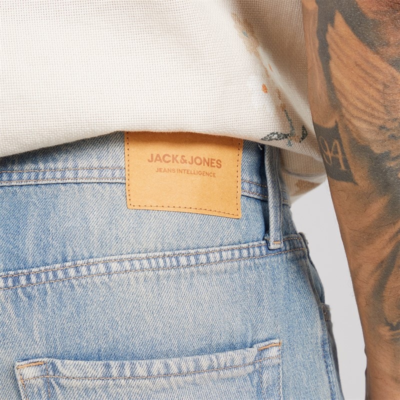 JACK & JONES Mens Ron Original Shorts Blue Denim - Image 3