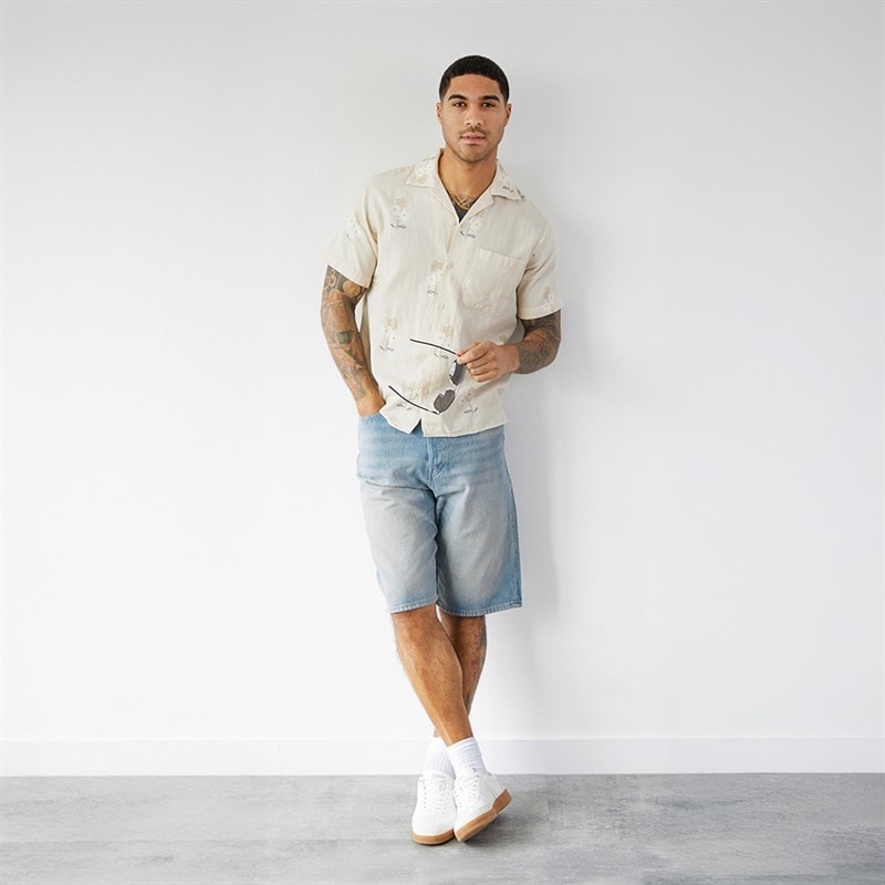 JACK & JONES Mens Ron Original Shorts Blue Denim - Image 4