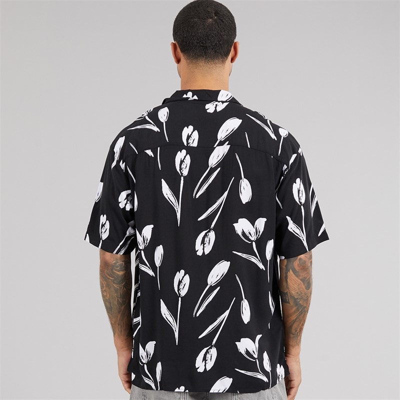 JACK & JONES Mens Jeff Charge Resort Short Sleeve Shirt Black - Image 2