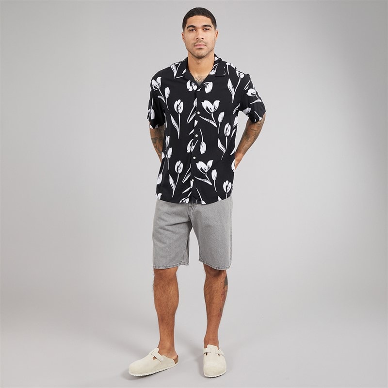 JACK & JONES Mens Jeff Charge Resort Short Sleeve Shirt Black - Image 3