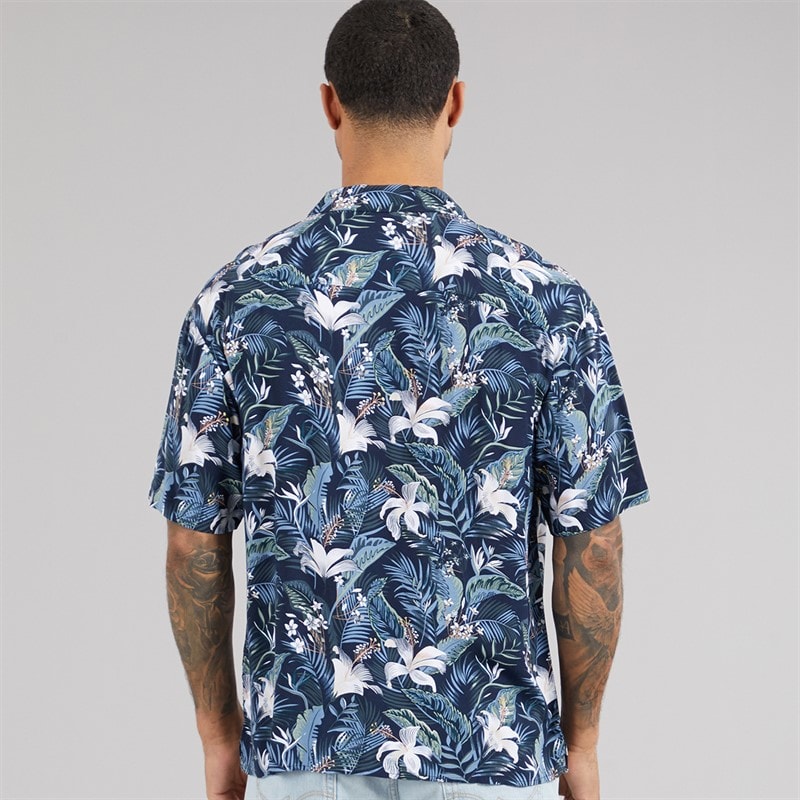 JACK & JONES Mens Jeff Tropical Resort Short Sleeve Shirt Sky Captain - Image 2