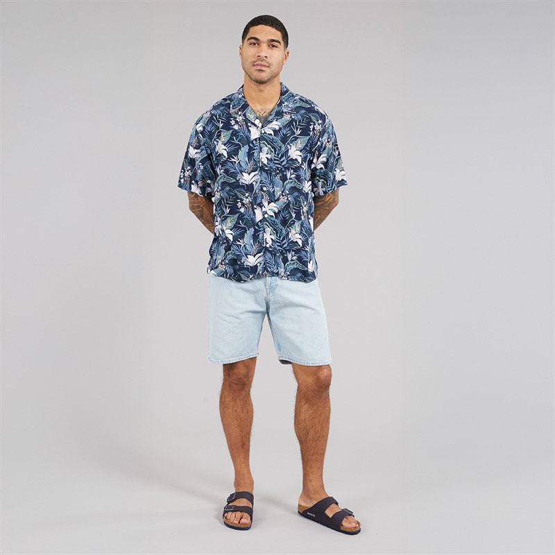 JACK & JONES Mens Jeff Tropical Resort Short Sleeve Shirt Sky Captain - Image 3