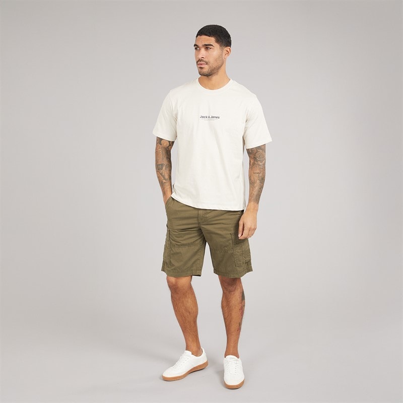 JACK & JONES Mens Cole Mateo Cargo Shorts Olive Night - Image 4