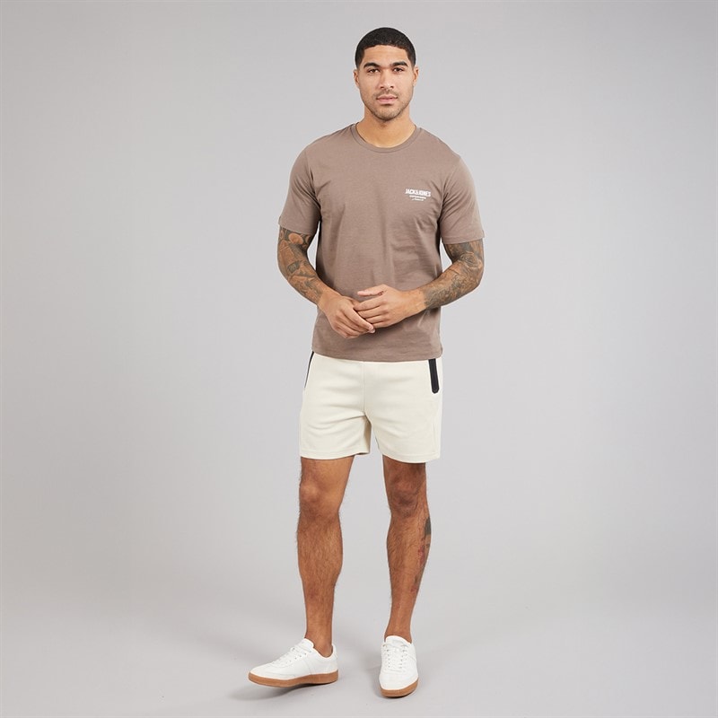 JACK & JONES Mens Gordon Fusion Sweat Shorts Moonbeam Melange - Image 4