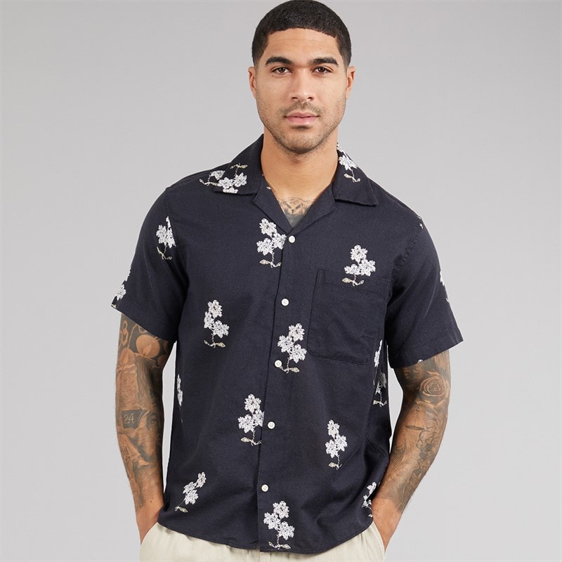 JACK & JONES Mens Mateo Resort Short Sleeve Shirt Sky Captain