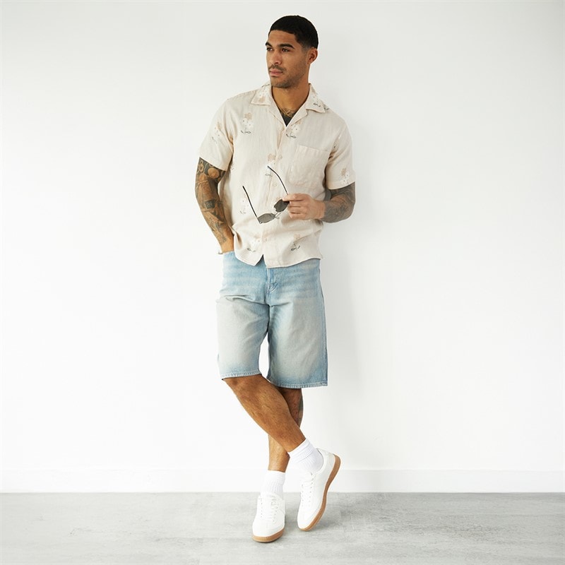 JACK & JONES Mens Mateo Resort Short Sleeve Shirt Moonbeam - Image 4