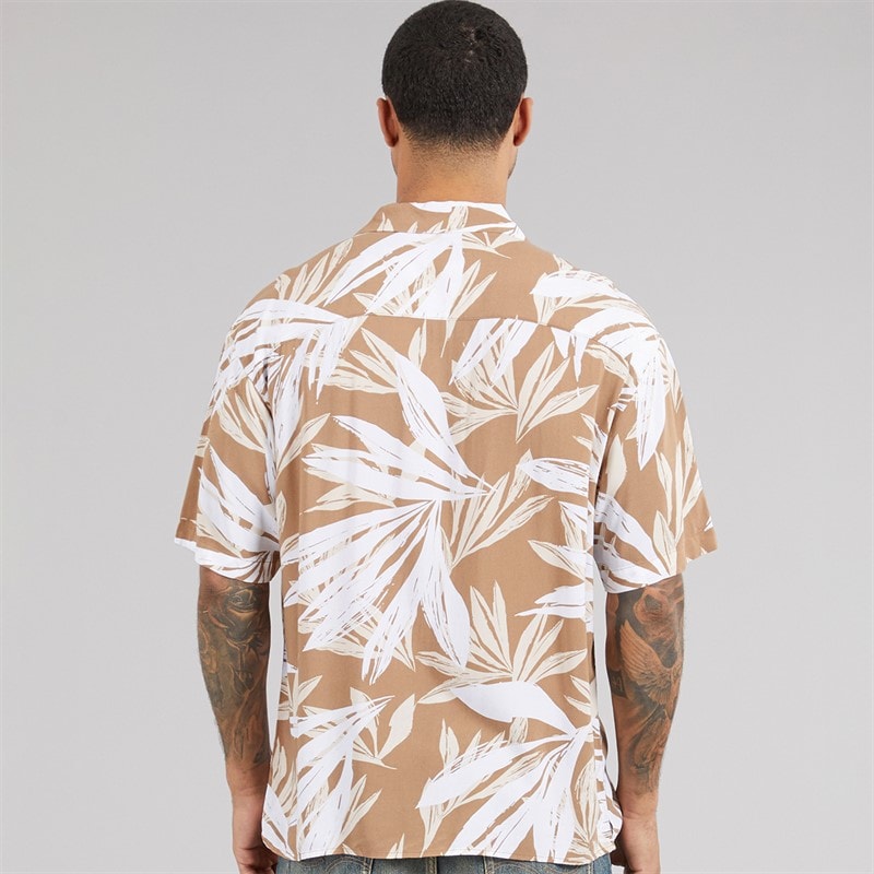 JACK & JONES Mens Jeff Tropical Resort Short Sleeve Shirt Coriander - Image 2