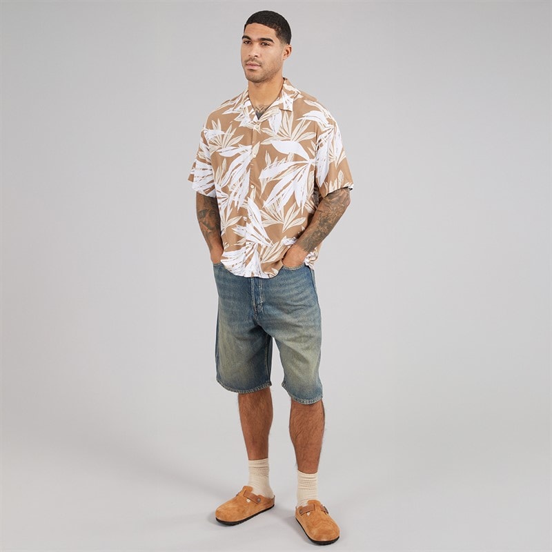 JACK & JONES Mens Jeff Tropical Resort Short Sleeve Shirt Coriander - Image 3