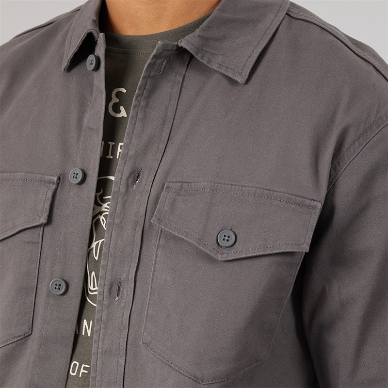 JACK & JONES Mens Dave Stretch Overshirt Asphalt - Image 3