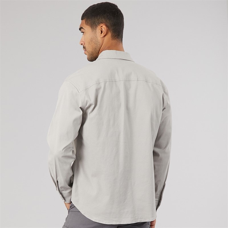 JACK & JONES Mens Dave Stretch Overshirt Ghost Grey - Image 2