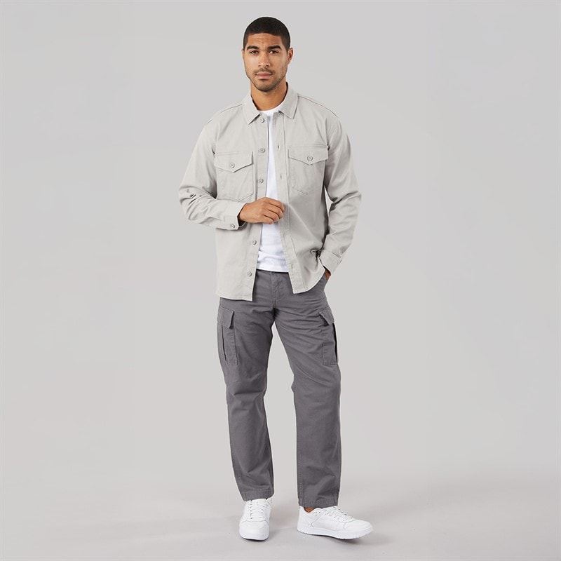 JACK & JONES Mens Dave Stretch Overshirt Ghost Grey - Image 4