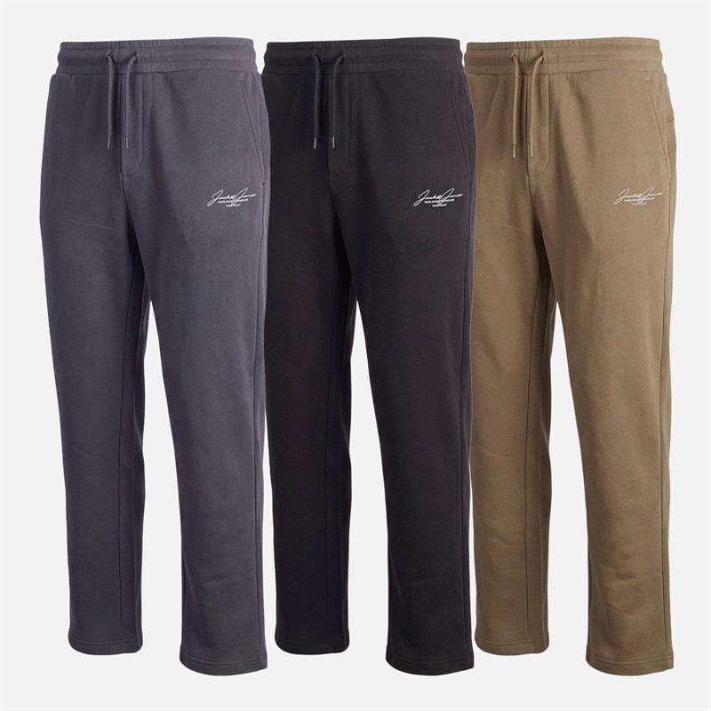 JACK & JONES Mens Cover Three Pack Open Hem Joggers Black/Asphalt/Falcon - Image 3