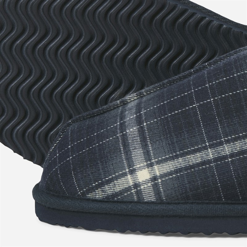 JACK & JONES Mens Dudely Slippers Navy Blazer Checks - Image 2