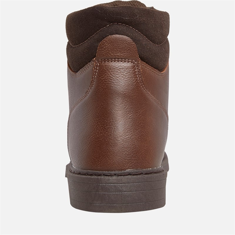 JACK & JONES Mens Ballentin PU Boots Brandy Brown - Image 3