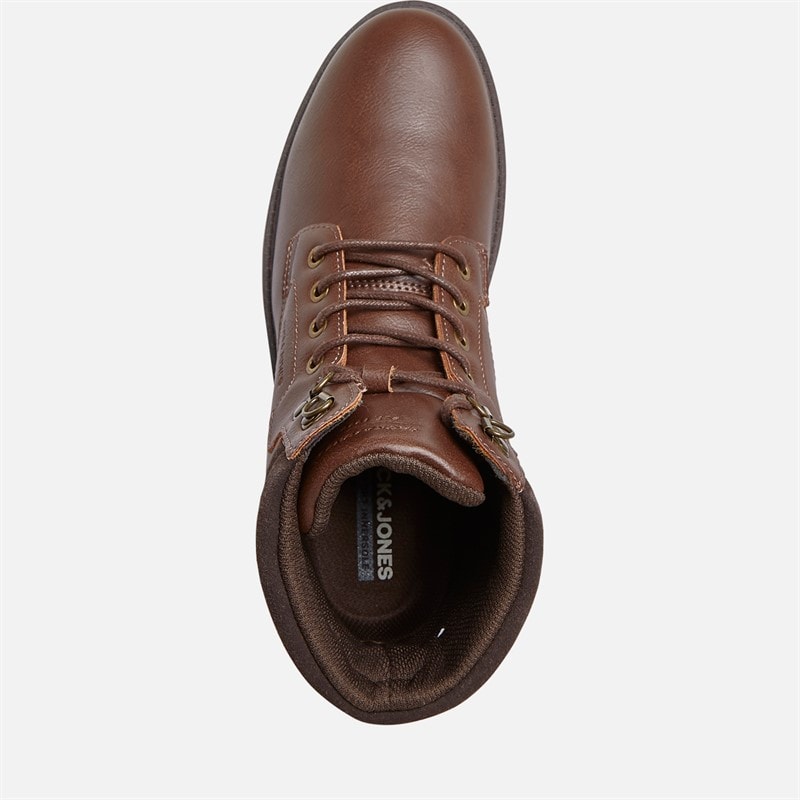 JACK & JONES Mens Ballentin PU Boots Brandy Brown - Image 4