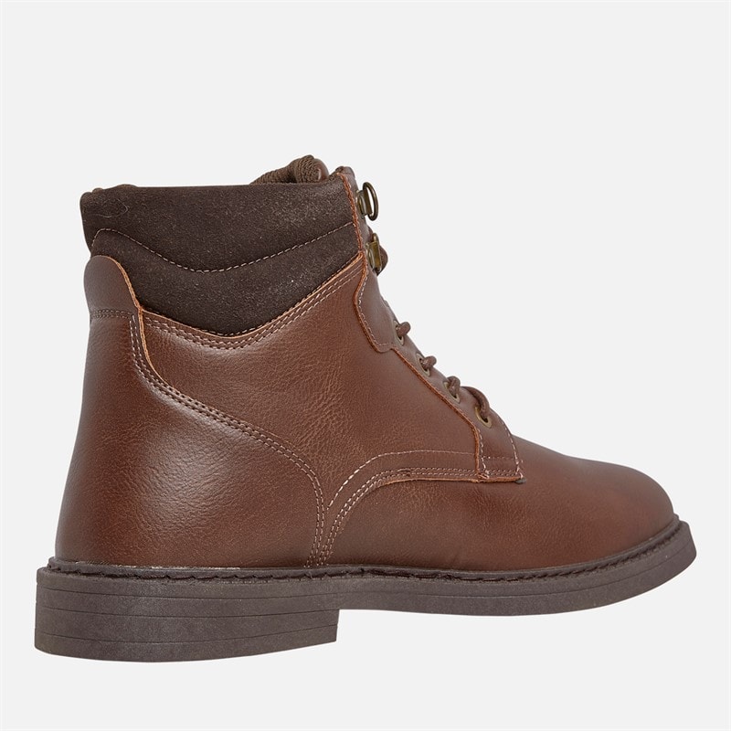 JACK & JONES Mens Ballentin PU Boots Brandy Brown - Image 5