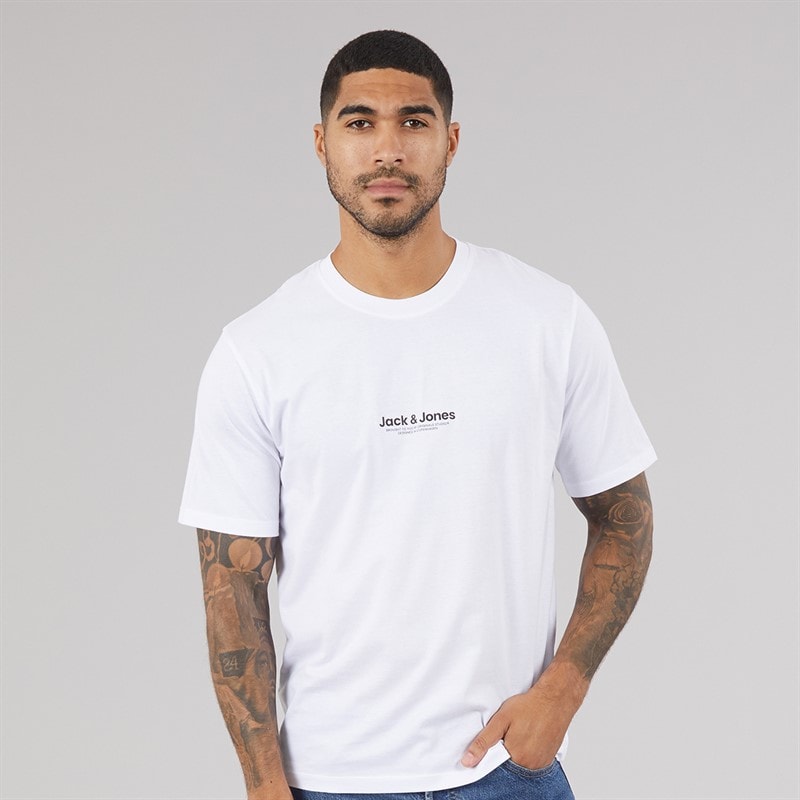 JACK & JONES Mens Five Pack Aris T-Shirts Falcon/Magical Forest/Bright White/Black/Insignia Blue - Image 2