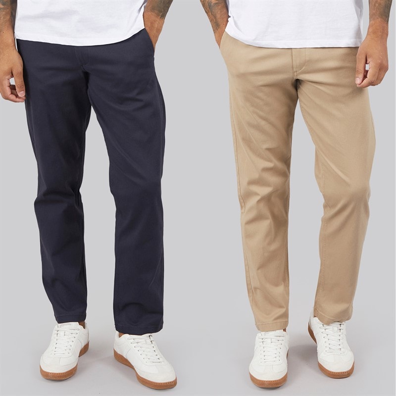 JACK & JONES Mens Two Pack Relaxed Kane Dave Chinos Navy/Crockery