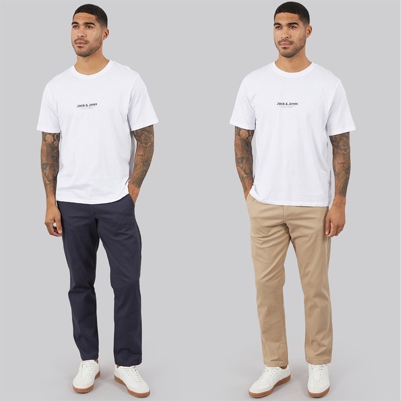 JACK & JONES Mens Two Pack Relaxed Kane Dave Chinos Navy/Crockery - Image 4