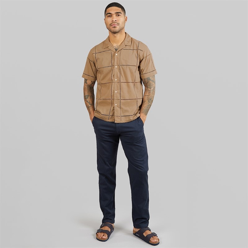 JACK & JONES Mens Summer Luke Anglaise Resort Short Sleeve Shirt Mocha Meringue - Image 4