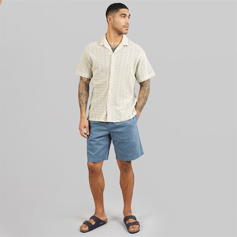 JACK & JONES Mens Summer Luke Texture Resort Short Sleeve Shirt Skyway - Image 3