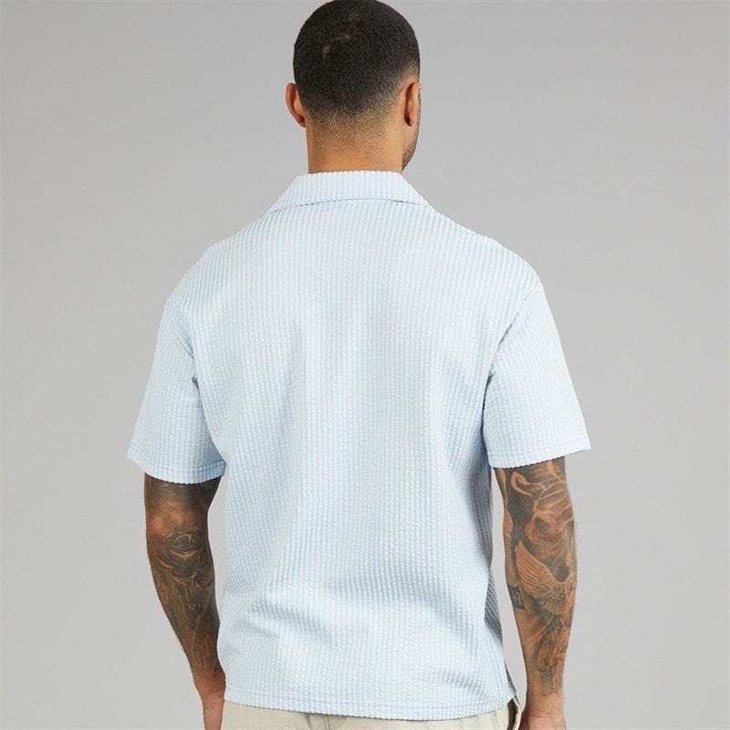 JACK & JONES Mens Summer Stripe Short Sleeve Shirt Skyway - Image 2