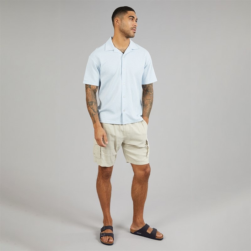 JACK & JONES Mens Summer Stripe Short Sleeve Shirt Skyway - Image 4