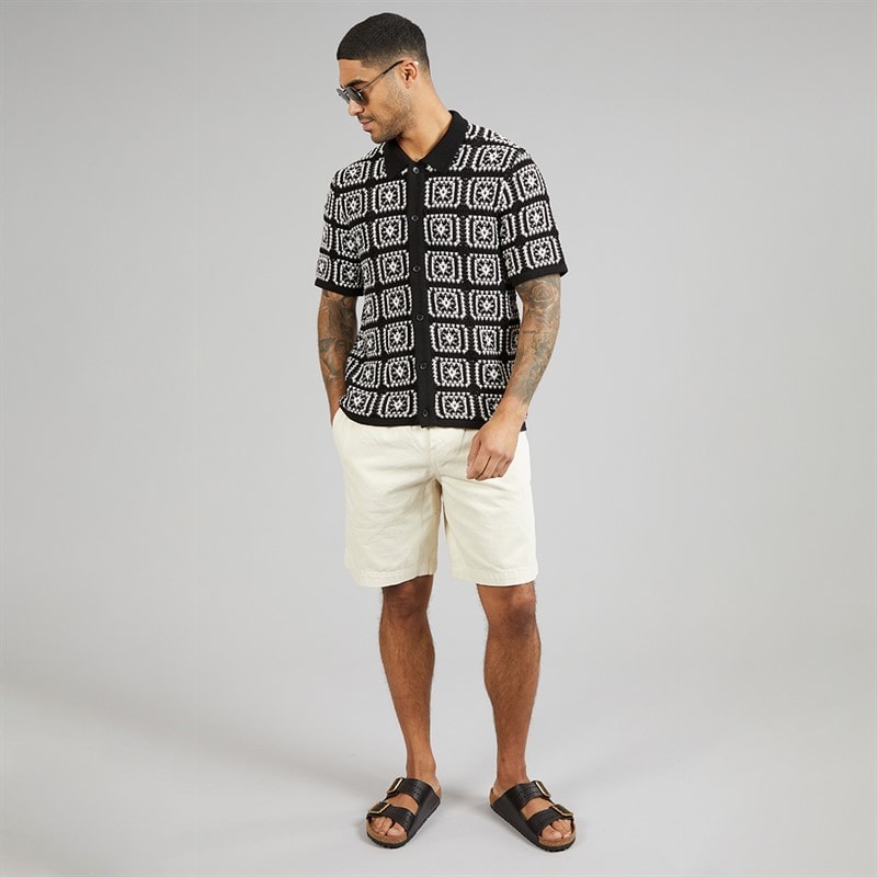 JACK & JONES Mens Colin Knit Crochet Polo Shirt Black - Image 4